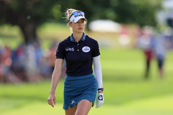 Meijer LPGA, Golf Damen Classic for Simply Give Nelly Korda of Bradenton, Florida walks onto the18th green with the fina