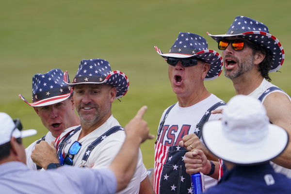 PGA, Golf Herren Presidents Cup &#8211; Day Four Rounds, Sep 25, 2022; Charlotte, North Carolina, USA; Team USA fans on the se