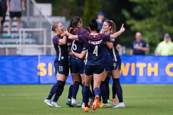 NWSL: Challenge Cup Final-Washington Spirit vs North Carolina Courage, May 7, 2022; Cary, NC, USA; NC Courage celebrate