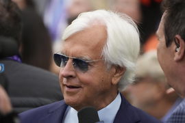 Horse Racing: Breeders Cup Championship, Nov 5, 2021; Del Mar, CA, USA; Bob Baffert, trainer of Corniche, celebrates his