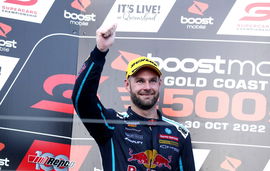 SUPERCARS GOLD COAST, Shane Van Gisbergen celebrates after winnig race 32 during the Gold Coast 500, as part of Supercar