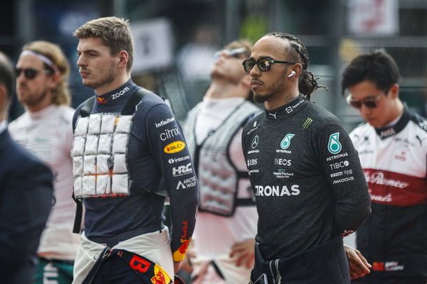 F1 Grand Prix Of Mexico Lewis Hamilton, Mercedes AMG Petronas Formula One Team, portrait Max Verstappen, Oracle Red Bull