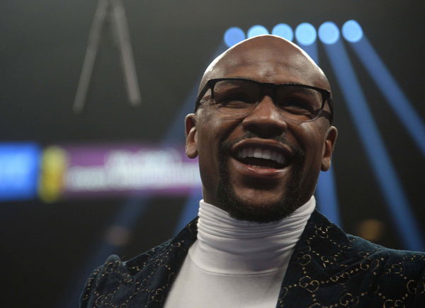 Boxing: Jack vs Browne, Jan 19, 2019; Las Vegas, NV, USA; Floyd Mayweather looks on prior to the Badou Jack (not picture