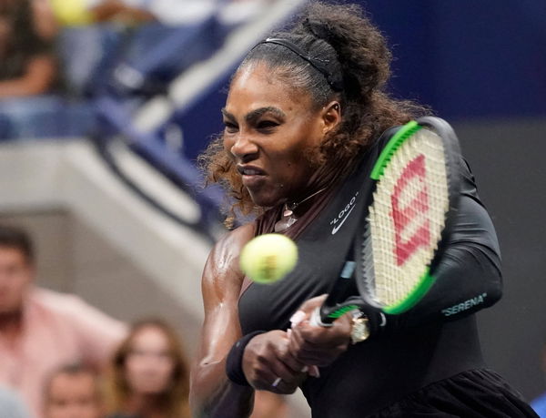 Tennis: US Open, Sept 8, 2018; New York, NY, USA; Serena Williams of the USA hits to Naomi Osaka of Japan in the women s