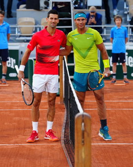 Mandatory Credit: Photo by Javier Garcia/Shutterstock (12960001bn) Rafael Nadal and Novak Djokovic pose for a photo befo