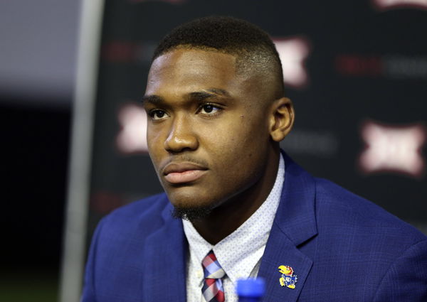 NCAA, College League, USA Football: Big 12 Media Day, Jul 16, 2018; Frisco, TX, USA; Kansas Jayhawks running back Khalil