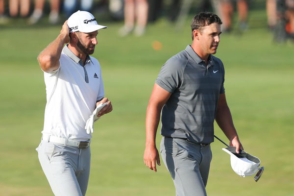 PGA, Golf Herren U.S. Open &#8211; Final Round, Jun 17, 2018; Southampton, NY, USA; Dustin Johnson and Brooks Koepka walk off