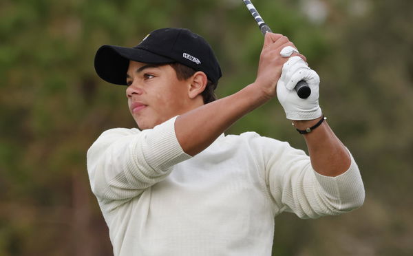 PGA, Golf Herren PNC Championship &#8211; Pro-Am Dec 16, 2022; Orlando, Florida, USA; Charlie Woods hits his tee shot on the