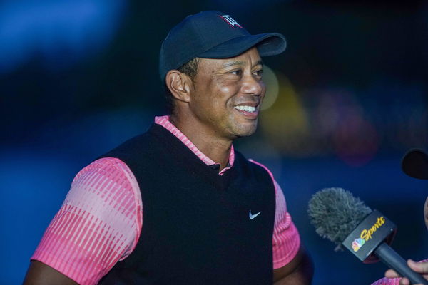 December 17, 2022, Orlancdo, Florida, USA: Tiger Woods interviews after the first round of the PNC Championship at The R