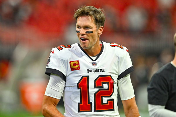 ATLANTA, GA Ð JANUARY 08: Tampa Bay quarterback Tom Brady (12) warms up prior to the start of the NFL, American Football