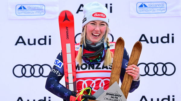 Winner Mikaela Shiffrin of USA after the Alpine Skiing World Cup women s slalom event in Spindleruv Mlyn, Czech Republic