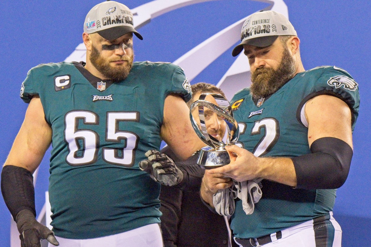 Erin Andrews Sends 3-Word Message as Jason Kelce Tears Up Over Lane Johnson Retirement
