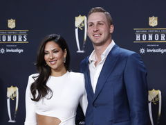 Christen Harper and Jared Goff arrive on the red carpet at the 12th annual NFL, American Football Herren, USA Honors in