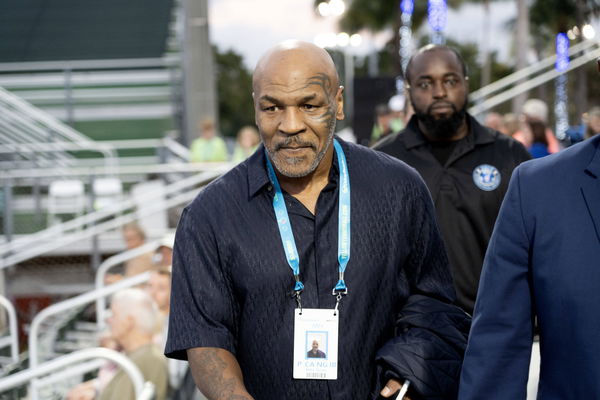 February 15, 2023, Delray Beach, Florida, United States: February, 15 &#8211; Delray Beach: Mike Tyson arrives to watch tennis