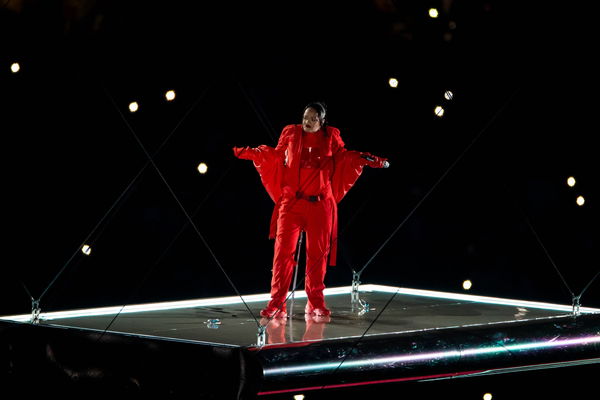 GLENDALE, AZ &#8211; FEBRUARY 12: Rihanna performs at halftime during the Super Bowl LVII game between the Philadelphia Eagles