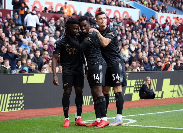 Aston Villa v Arsenal &#8211; Premier League &#8211; Villa Park Arsenal s Bukayo Saka celebrares scoring his sides first goal to lev