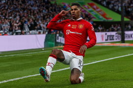Manchester United, ManU v Newcastle United &#8211; Carabao Cup Final Marcus Rashford of Manchester United celebrates after sco