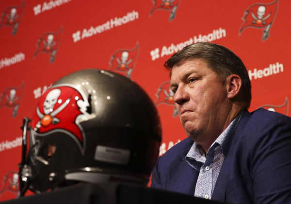 March 16, 2023, Tampa, Florida, USA: Tampa Bay Buccaneers general manager Jason Licht during a press conference, PK, Pre