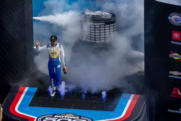 CHASE ELLIOTT is introduced to the fans before racing for the Daytona 500 at the Daytona International Speedway in Dayto