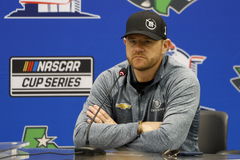 AUSTIN, TX &#8211; MARCH 25: Trackhouse Racing owner Justin Marks talks to the media before the EchoPark Automotive Grand Prix