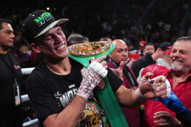 Boxing: Benavidez vs Plant Mar 25, 2023; Las Vegas, Nevada, USA; David Benavidez celebrates after defeating Caleb Plant