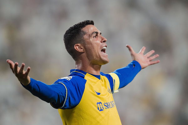 Al-Nassr FC vs Al-Ettifaq Club &#8211; SAFF Roshn Saudi Pro League 2023-24 Match Day 24 Cristiano Ronaldo of Al-Nassr FC react