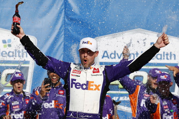 NASCAR, Motorsport, USA AdventHealth 400 May 7, 2023; Kansas City, Kansas, USA; NASCAR Cup Series driver Denny Hamlin (1