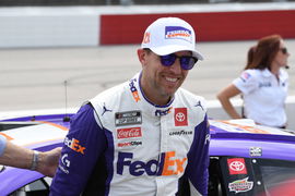 DARLINGTON, SC &#8211; MAY 14: Denny Hamlin ( 11 Joe Gibbs Racing Federal Express Toyota) looks on prior to the running of the