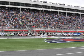 CHARLOTTE, NC – MAY 29: The field takes the green flag to start the running of the NASCAR, Motorsport, USA Cup Series Co