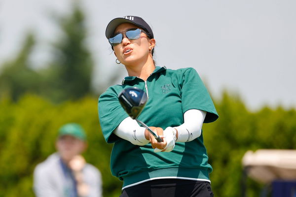 JERSEY CITY, NJ &#8211; JUNE 02: Annie Park of the United States tees off at the first hole during the second round of the AJG