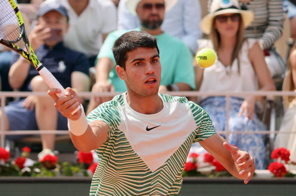 Top-seeded Carlos Alcaraz of Spain plays against third-seeded Novak Djokovic of Serbia at the French Tennis Open in Pari