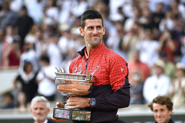 French Open Final &#8211; Novak Djokovic Wins Novak Djokovic with the trophy ( La Coupe des Mousquetaires ) during the French