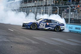 July 2, 2023, Chicago, Illinois, USA: NASCAR, Motorsport, USA Cup Driver, Shane van Gisbergen (91), celebrates his win f