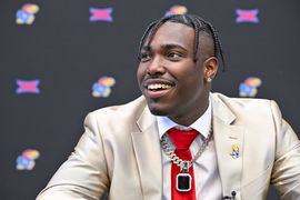 NCAA, College League, USA Football: Big 12 Football Media Days Jul 12, 2023; Arlington, TX, USA; Kansas Jayhawks quarter