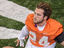 Syndication: The Anderson Independent Mail Clemson safety Tyler Venables (24) stretches during the first day of fall foo