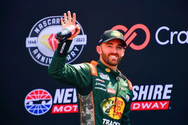 LOUDON, NH &#8211; JULY 17: Austin Dillon ( 3 Richard Childress Racing Bass Pro Shops Club Chevrolet) acknowledges the crowd d
