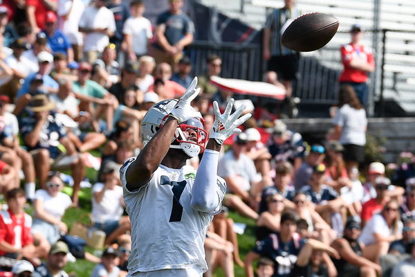 NFL, American Football Herren, USA New England Patriots Training Camp Jul 26, 2023; Foxborough, MA, USA; New England Pat