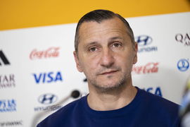 MELBOURNE 20230805 USA:s huvudtränare Vlatko Andonovski vid dagens pressträff inför attondelsfinalen mot Sverige i Melbo