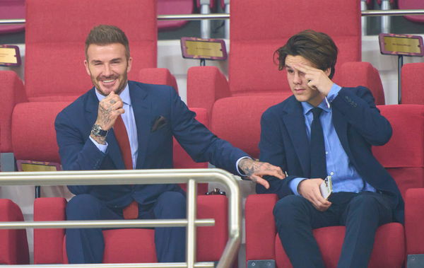 David Beckham with Son Cruz Beckham in the third place final match CROATIA &#8211; MOROCCO 2-1 FIFA World Cup, WM, Weltmeister