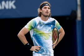 TORONTO, ON &#8211; AUGUST 09: Stefanos Tsitsipas of Greece reacts after a missed shot during his second round match of the Na