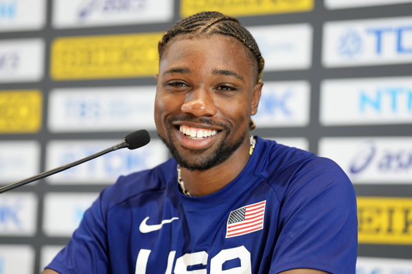 Track &amp; Field: World Athletics Championships Budapest 23 Aug 18, 2023; Budapest, Hungary; Noah Lyles (USA) at press conf