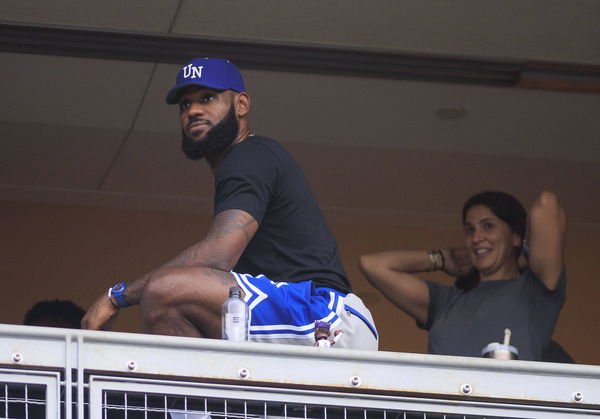 August 19, 2023, Los Angeles, California, USA: LeBron James attends the MLB, Baseball Herren, USA regular season game be