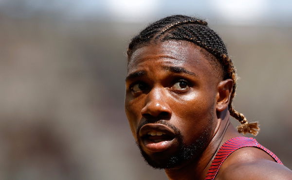 (230823) &#8212; BUDAPEST, Aug. 23, 2023 &#8212; Noah Lyles of the United States reacts after the Men s 200m Heats of the World At