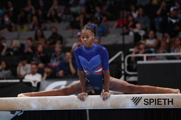 August 25, 2023: Gymnast Kelise Woolford during the senior women day 1 competition at the 2023 U.S. Gymnastics Champions