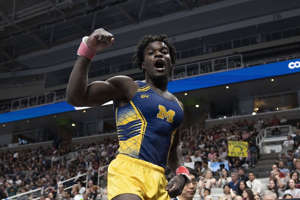 Gymnastics: 2023 U.S. Gymnastics Championships August 26, 2023; San Jose, California, USA; Fred Richard celebrates after