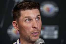 NASCAR, Motorsport, USA Cup Series Playoff Media Day Aug 31, 2023; Charlotte, North Carolina, USA; Denny Hamlin answers