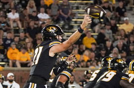 NCAA, College League, USA Football: South Dakota at Missouri Aug 31, 2023; Columbia, Missouri, USA; Missouri Tigers quar