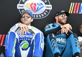 DARLINGTON, SC &#8211; SEPTEMBER 03: Teammates Daniel Suarez ( 99 TrackHouse Racing Freeway.com Chevrolet) and Ross Chastain (