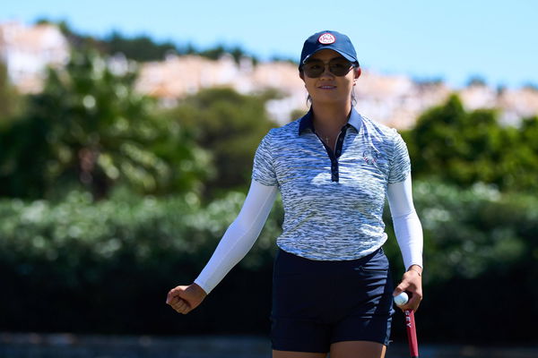 September 23, 2023, MALAGA, MALAGA, SPAIN: Andrea Lee of USA Team gestures during the Solheim Cup 2023 in Finca Cortesin