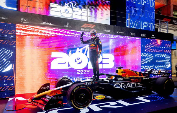 QATAR &#8211; Max Verstappen (Red Bull Racing) celebrates his third Formula 1 World Championship, WM, Weltmeisterschaft after